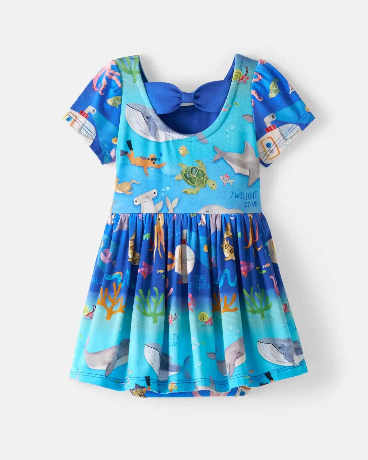 Underwater Discovery Bow Back Skater Dress with Bodysuit