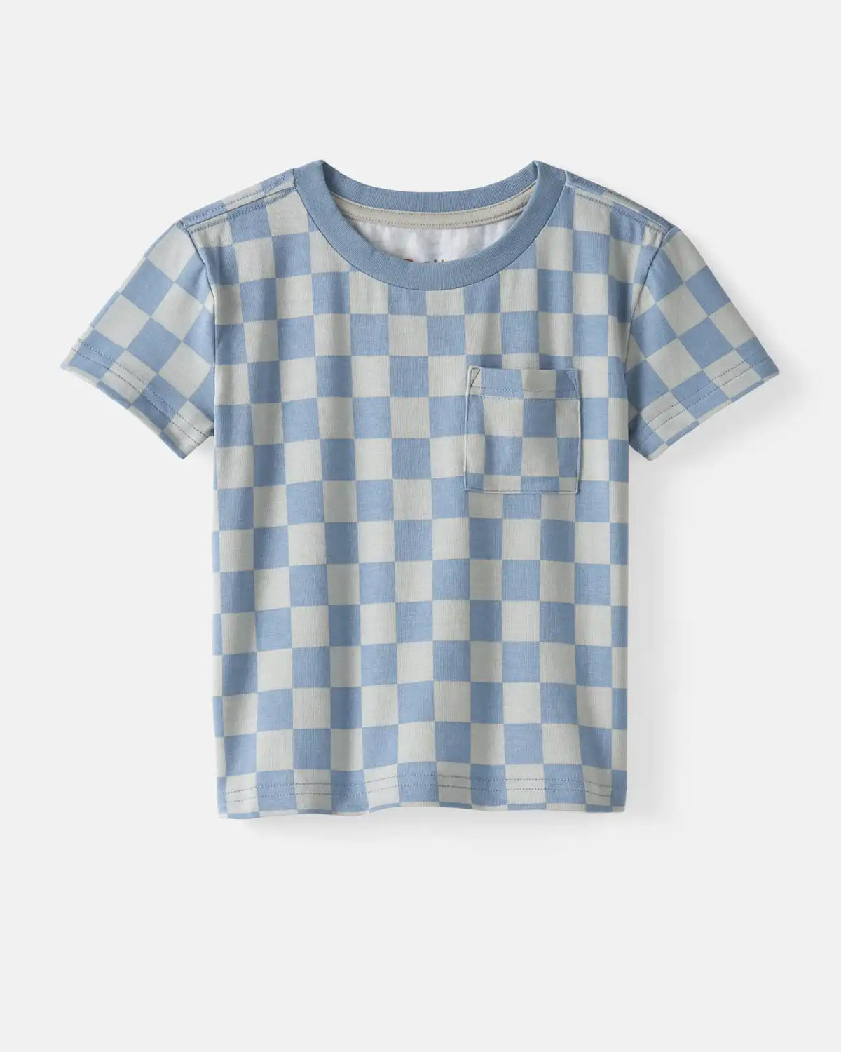 Dusk Blue Checks Relaxed Pocket Tee