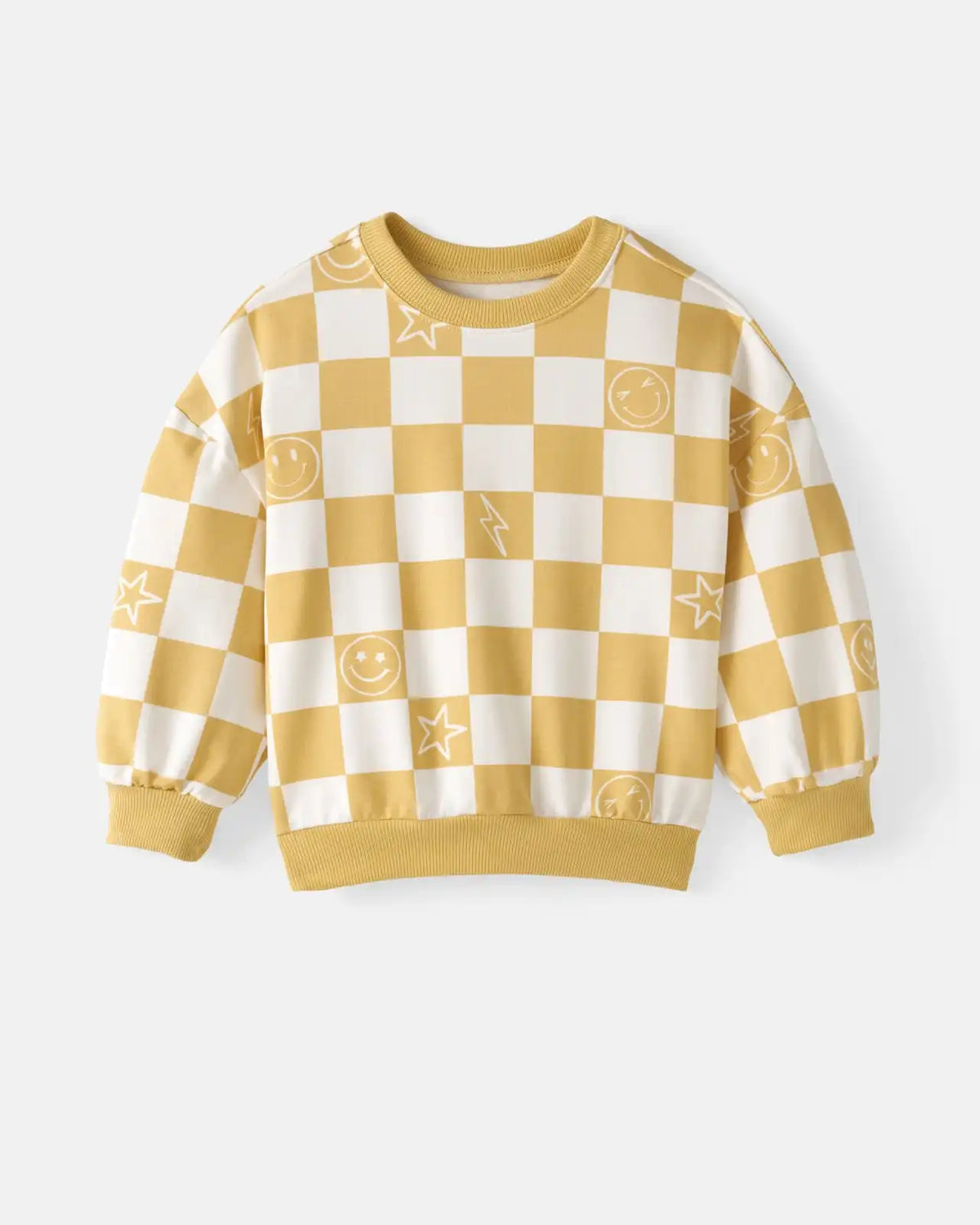 Cheery Checks Drop Shoulder Crewneck