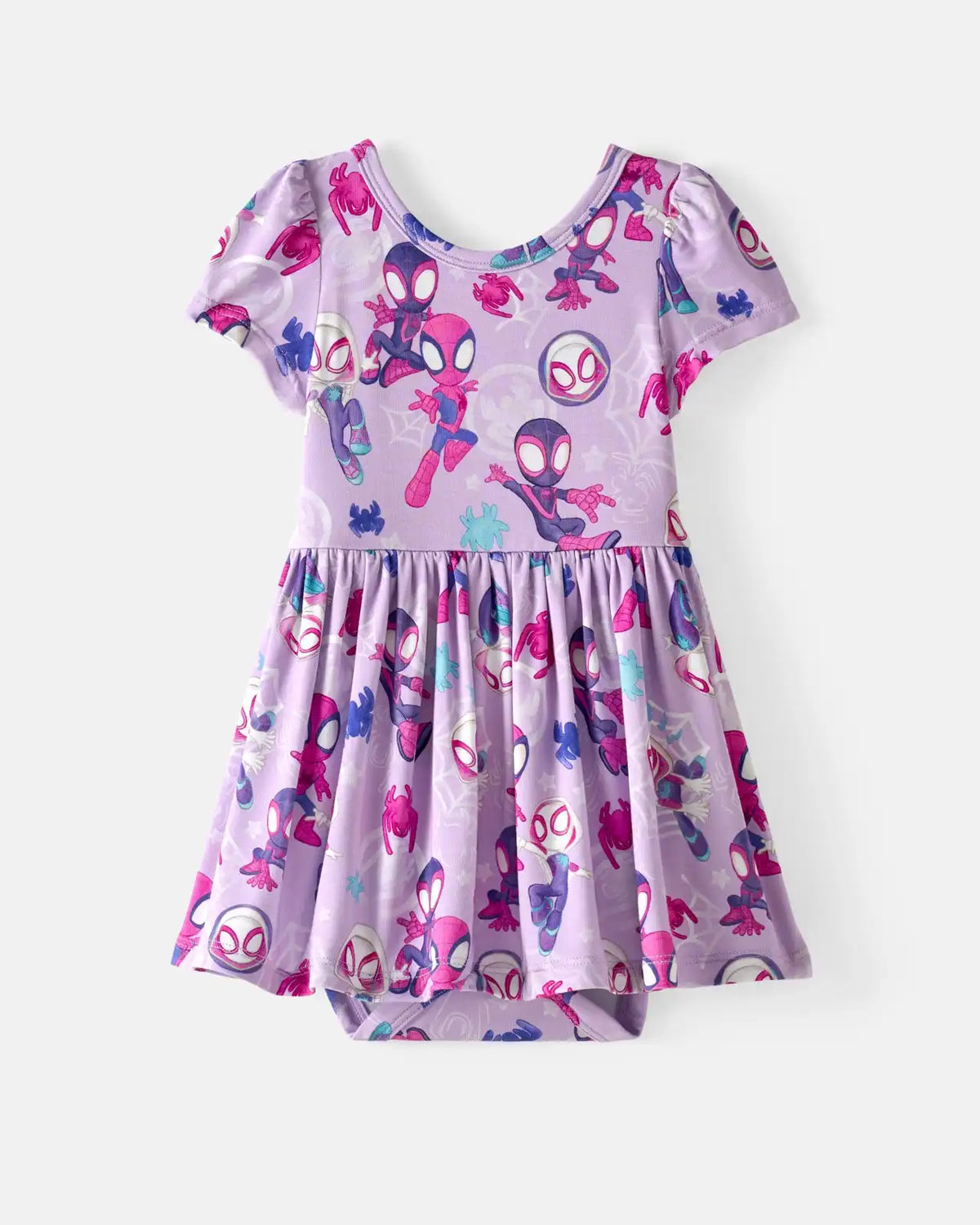 Spidey & His Amazing Friends Purple Tiny Webs Skater Dress with Bodysuit