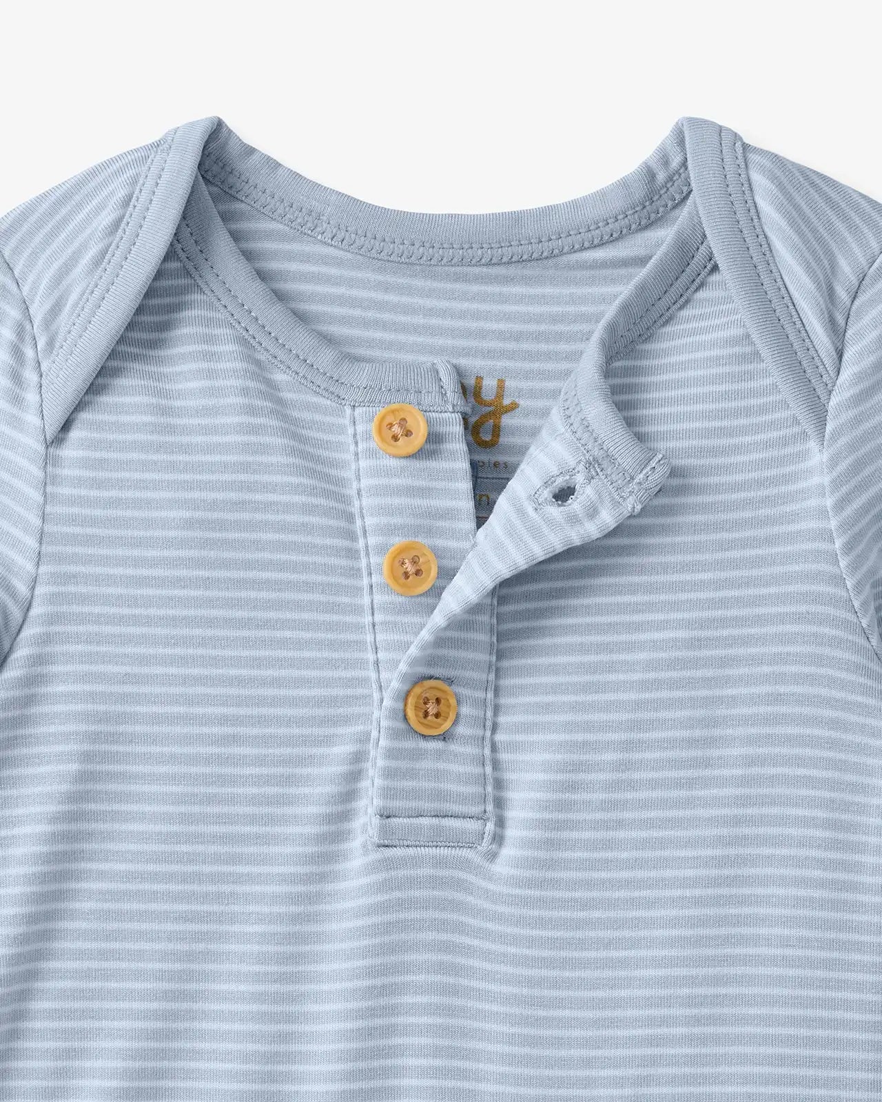 Light Fog Stripe Henley Bodysuit