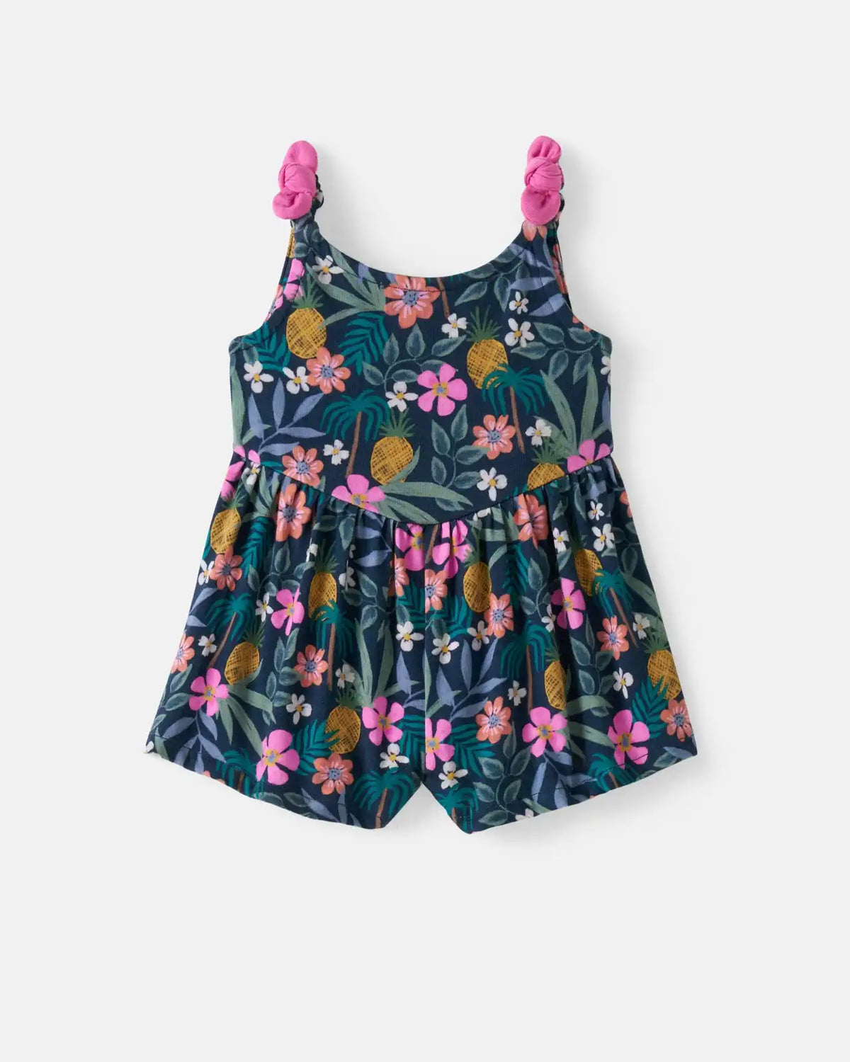 Tropical Garden Baby Bow Strap Romper