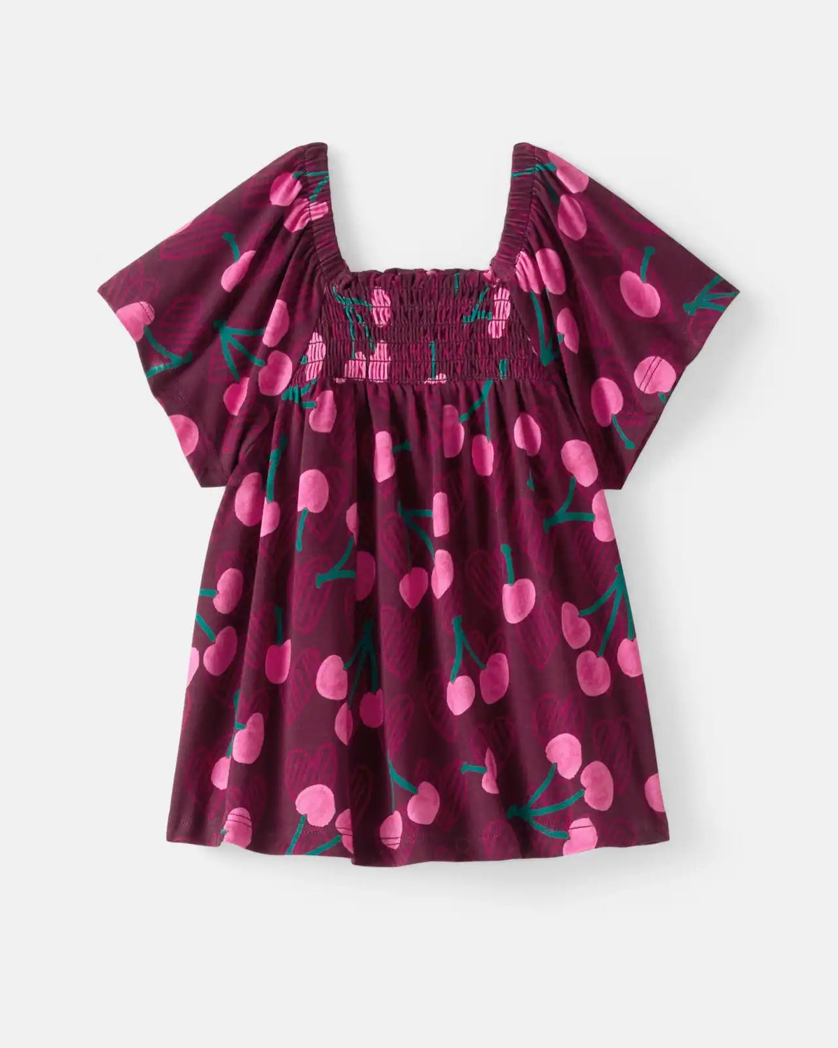 Cherry Charm Smocked Flutter Top