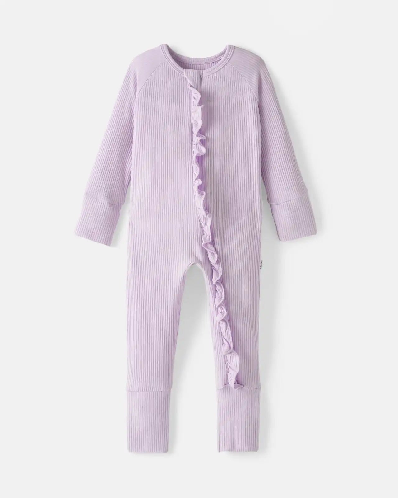 Misty Lavender Ribbed Ruffle Zippy