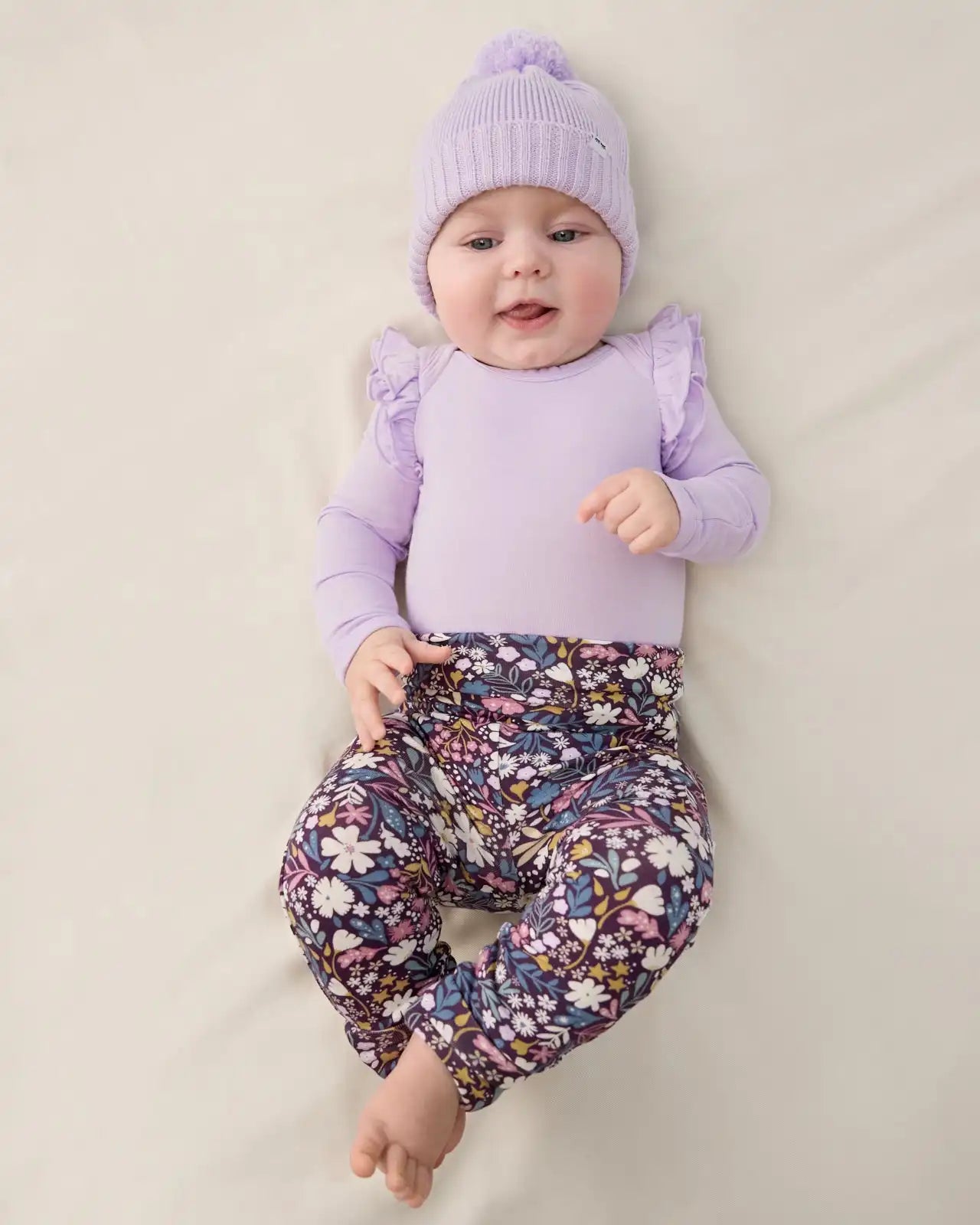 Midnight Petals Fold Over Legging