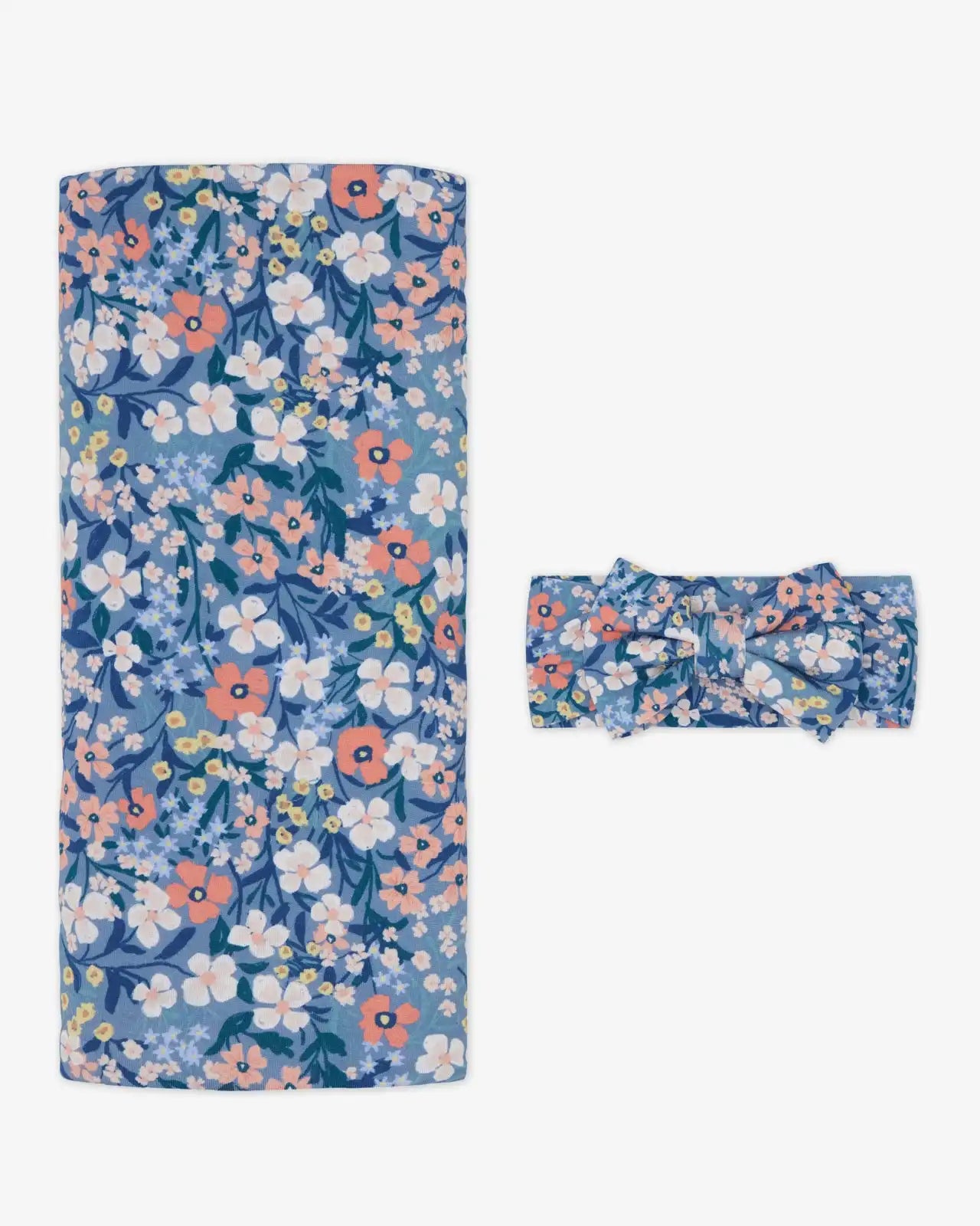 Petite Petals Swaddle & Luxe Bow Headband Set