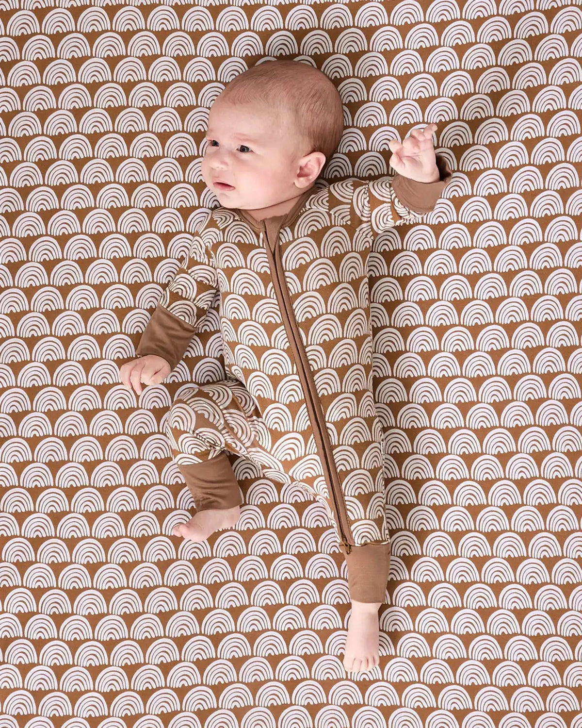 Rust Rainbows Fitted Crib Sheet