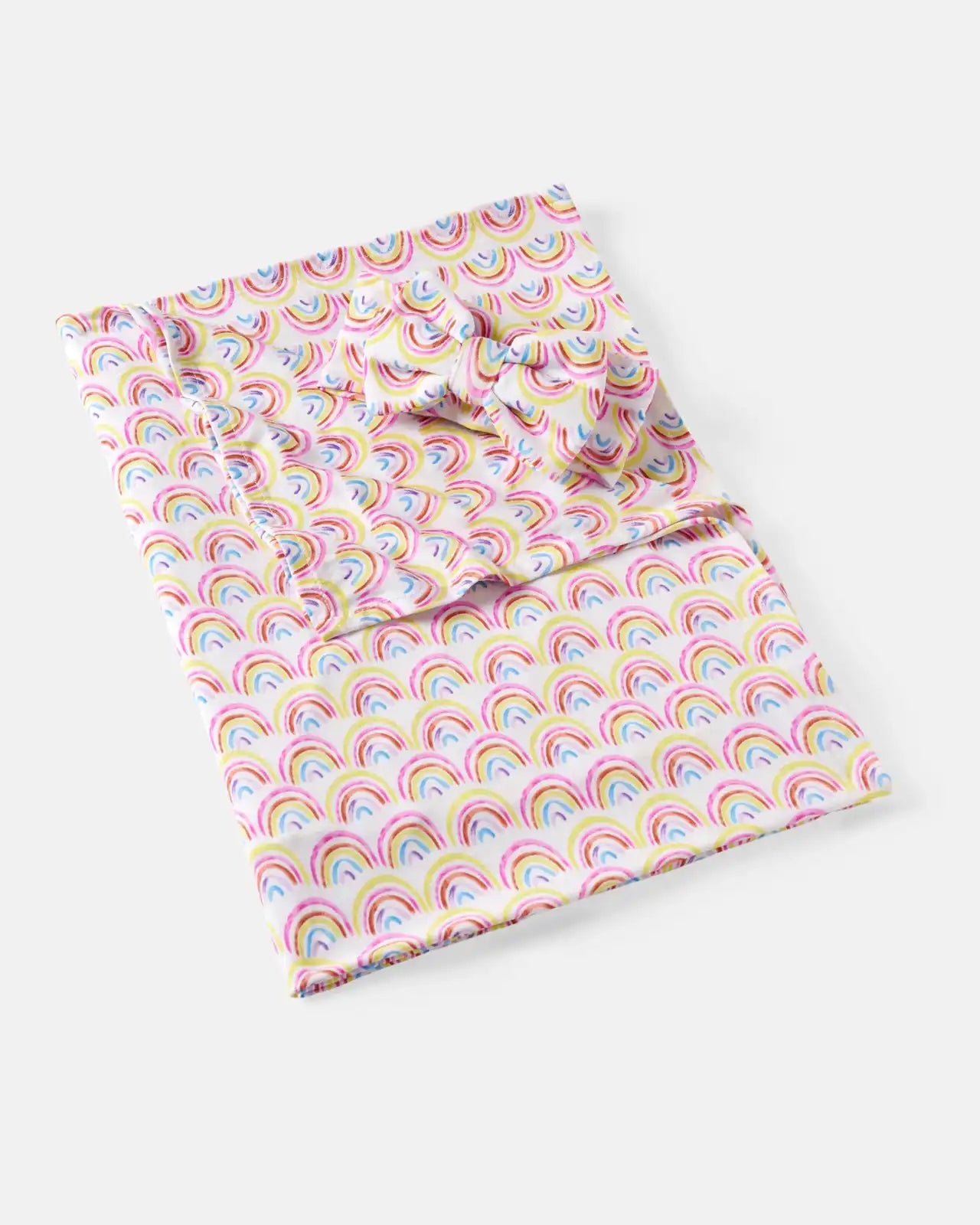 Pastel Rainbows Swaddle & Luxe Bow Headband Set
