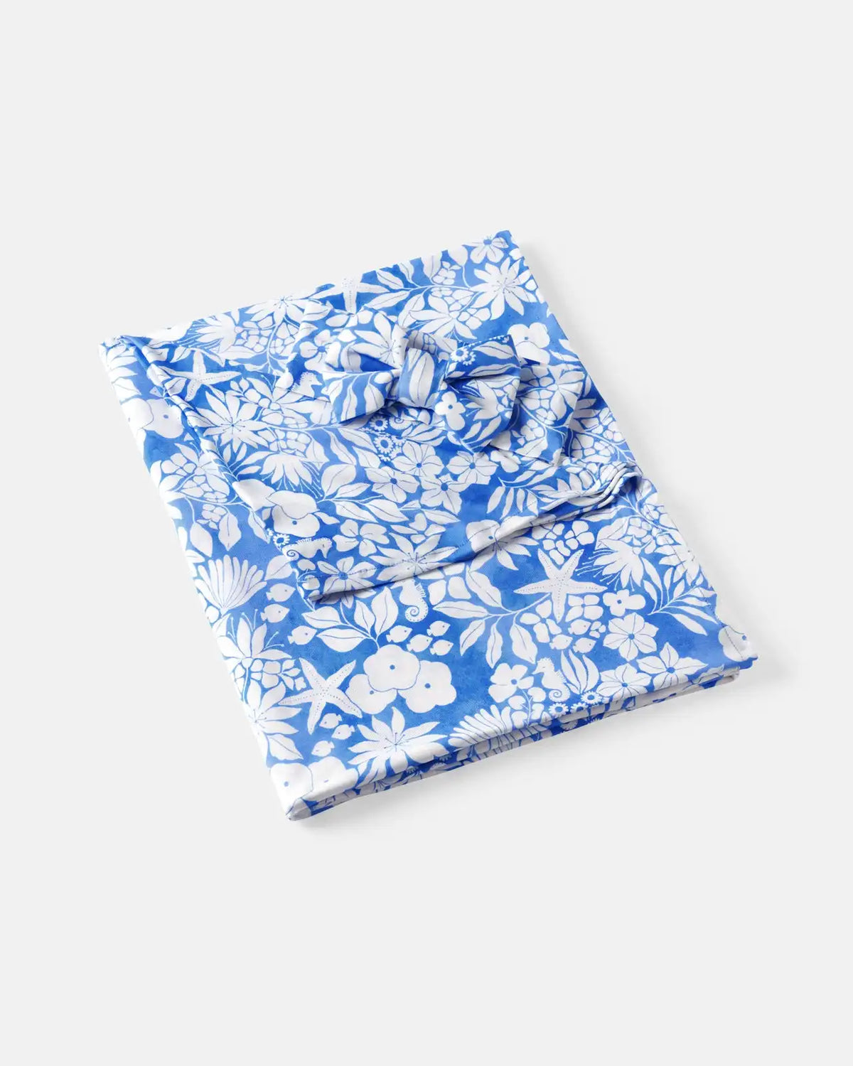 Azure Garden Swaddle & Luxe Bow Headband Set