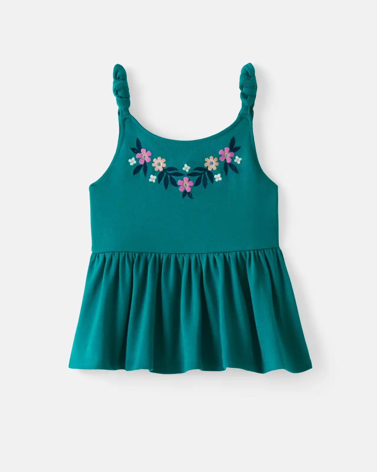 Midnight Tide Embroidered Peplum Tank