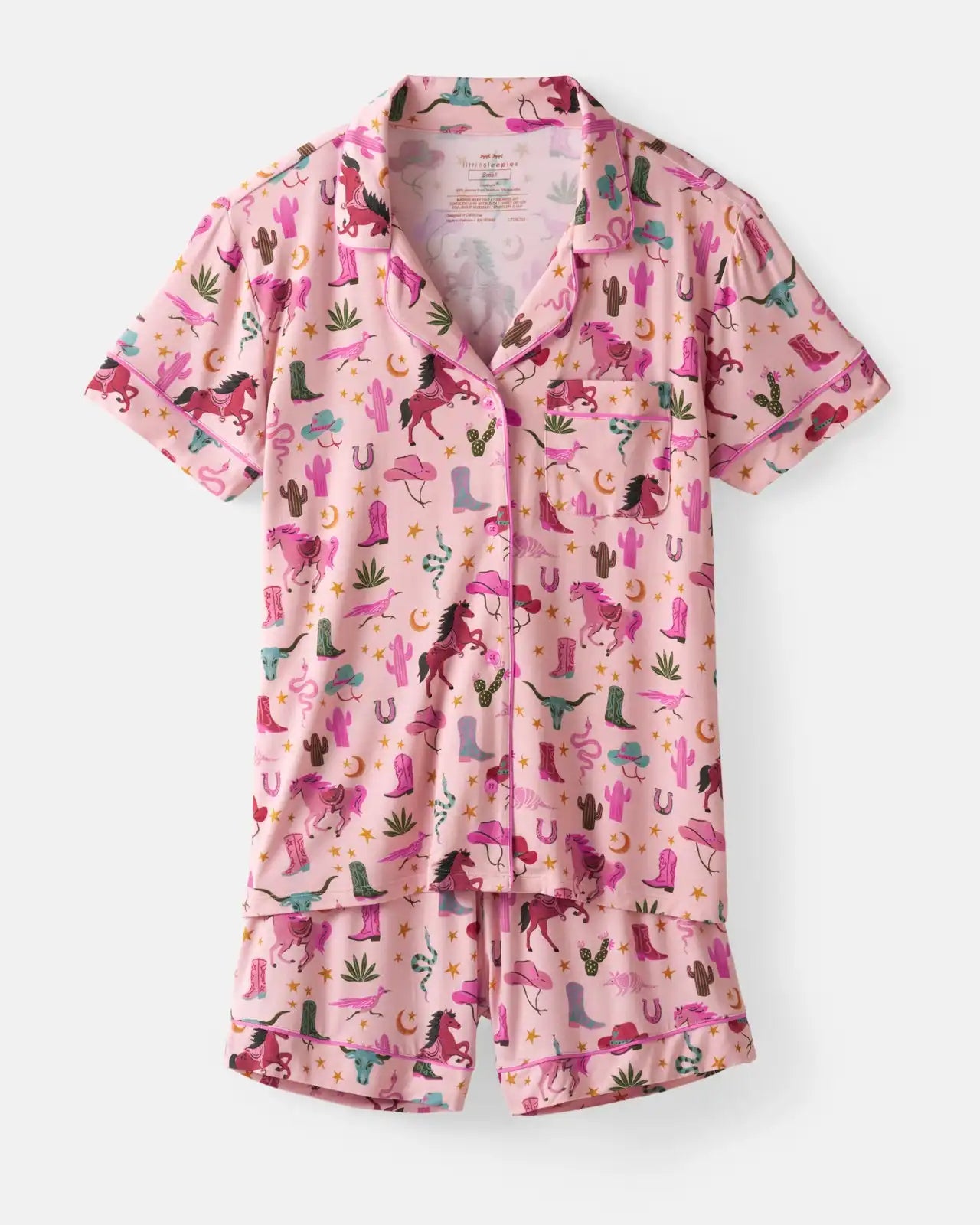 Pink Rancher Roundup Women's Short Sleeve & Shorts Pajama Set