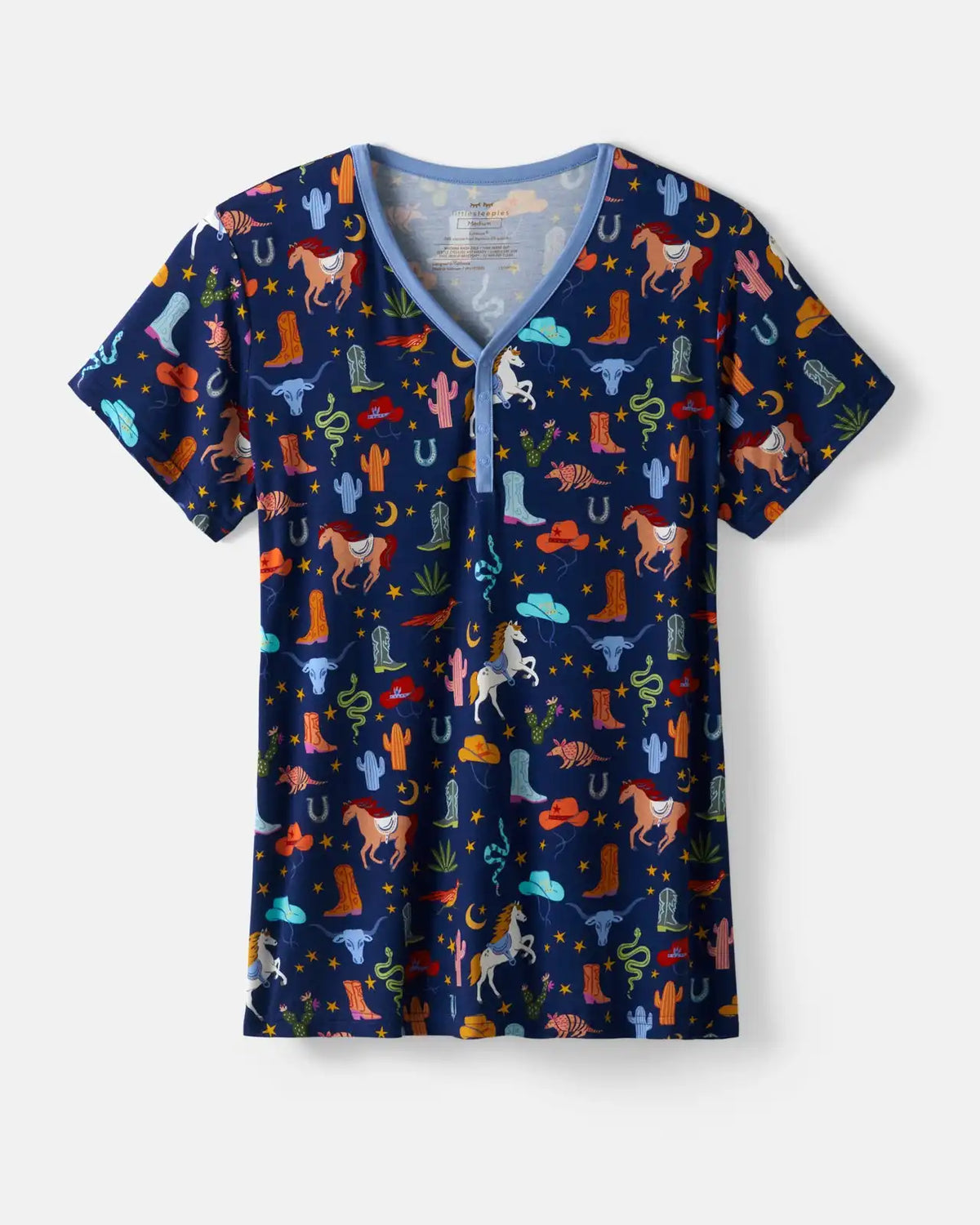 Blue Rancher Roundup Women's Short Sleeve Pajama Top