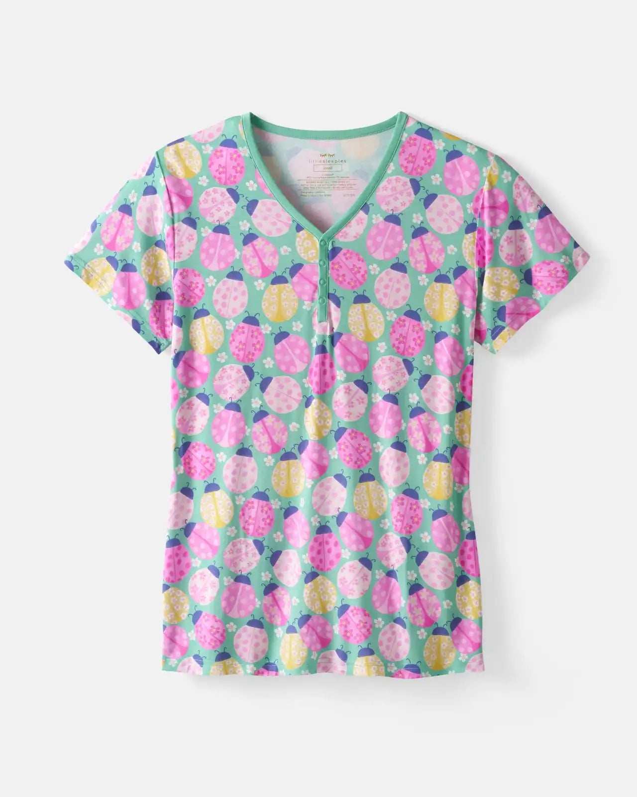 Ladybug Meadow Women's Short Sleeve Pajama Top