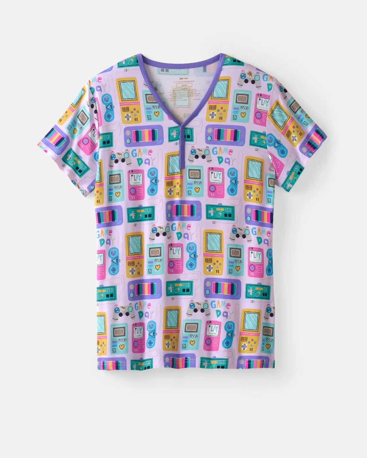 Purple Game On Women's Short Sleeve Pajama Top