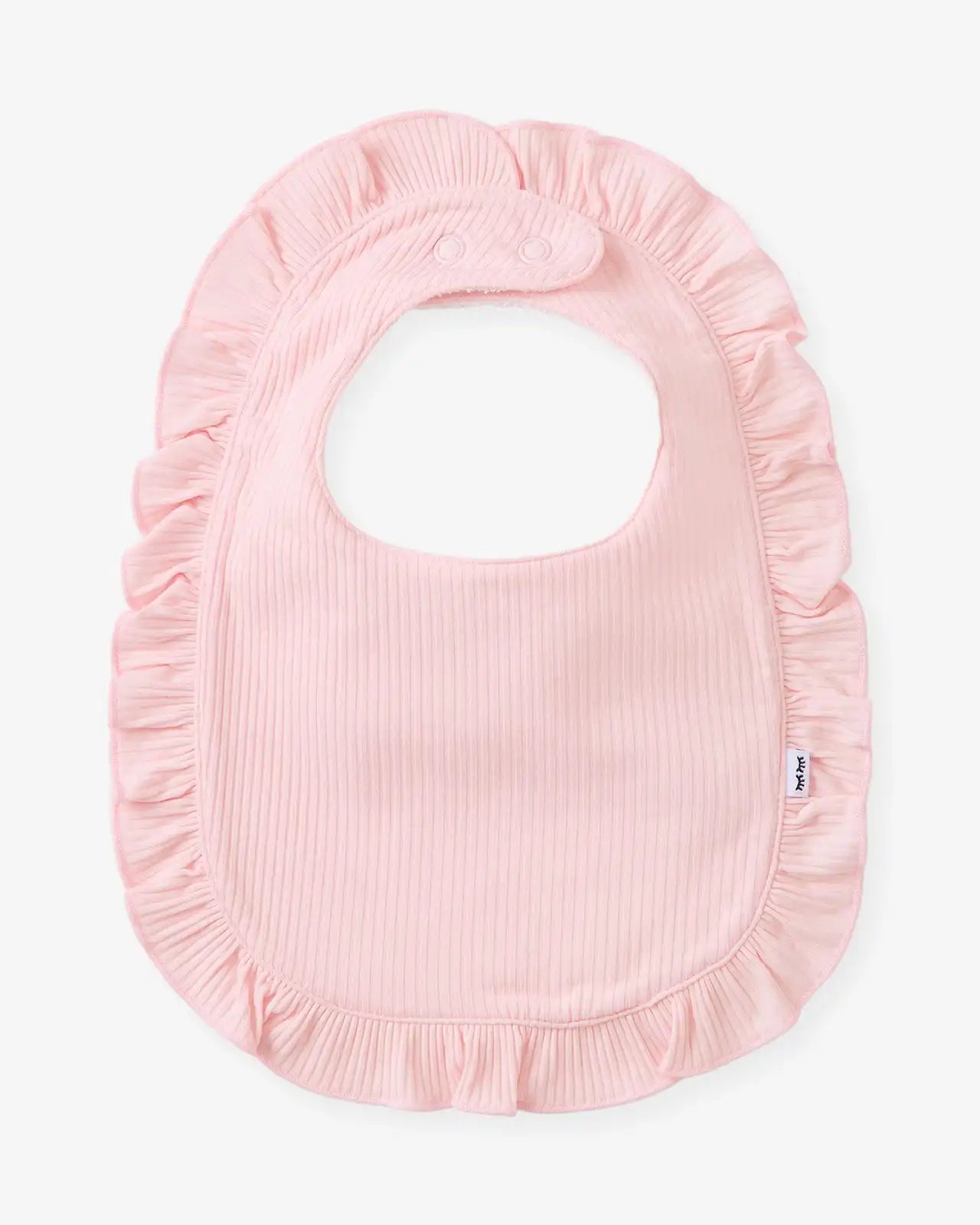 Prima Pink Ribbed Ruffle Bib