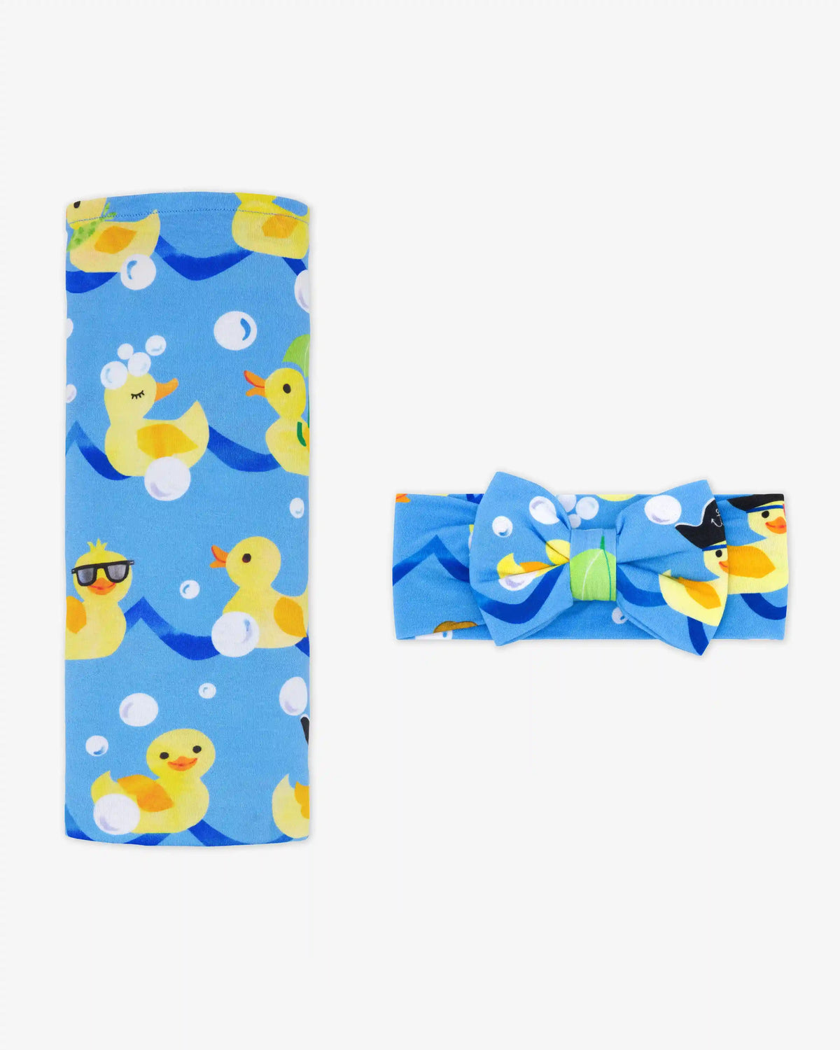 Splish Splash Swaddle & Luxe Bow Headband Set