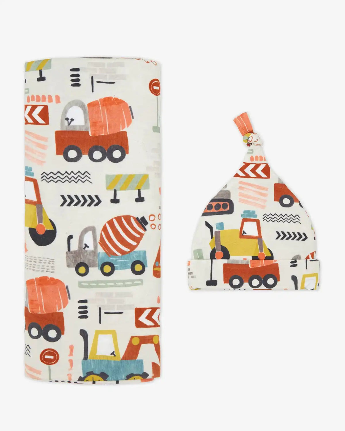 Mini Builders Swaddle & Hat Set
