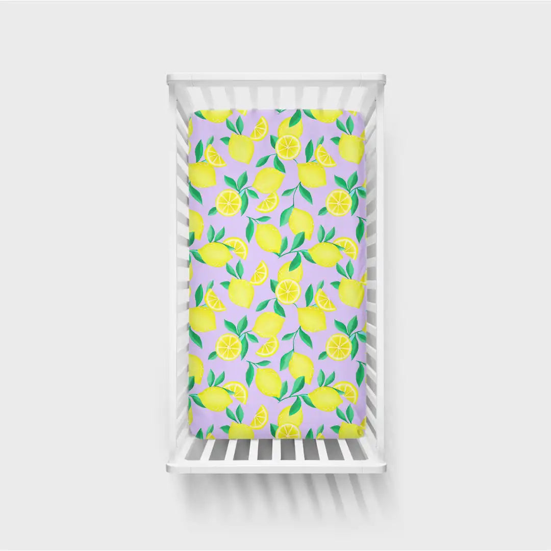 Lavender Sunny Citrus Fitted Crib Sheet