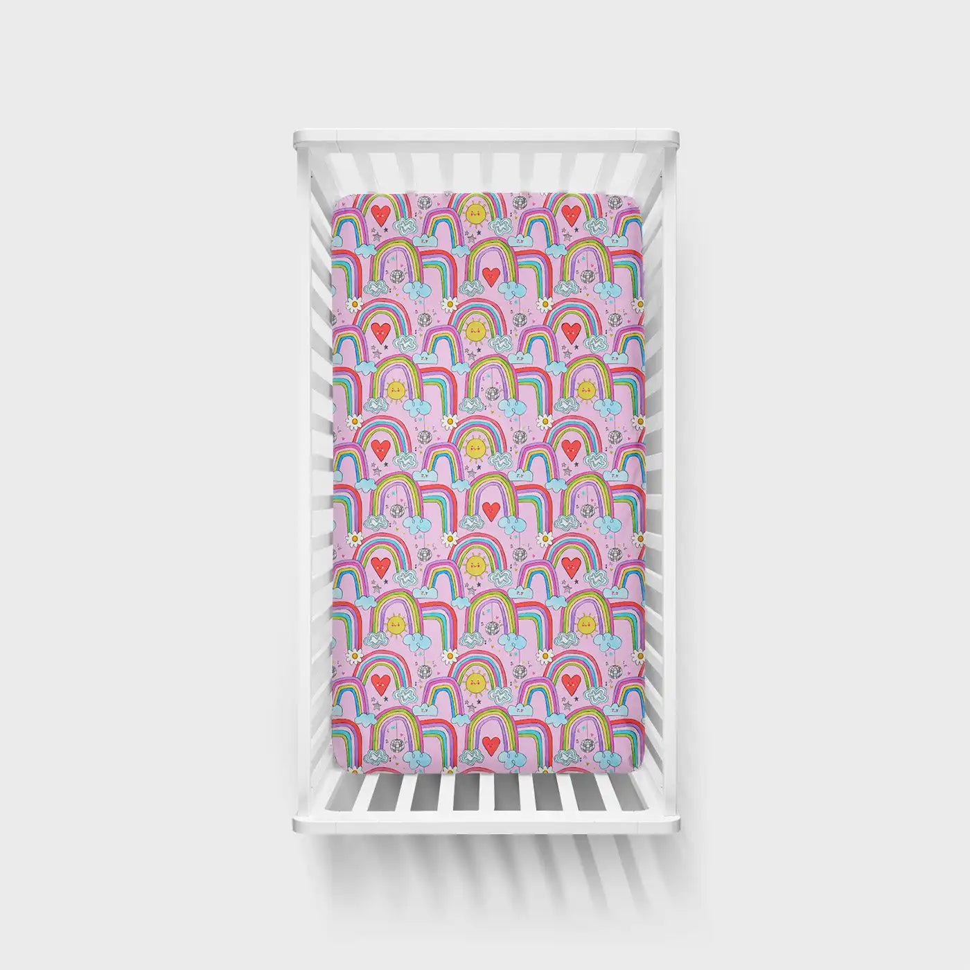 Disco Rainbows Fitted Crib Sheet