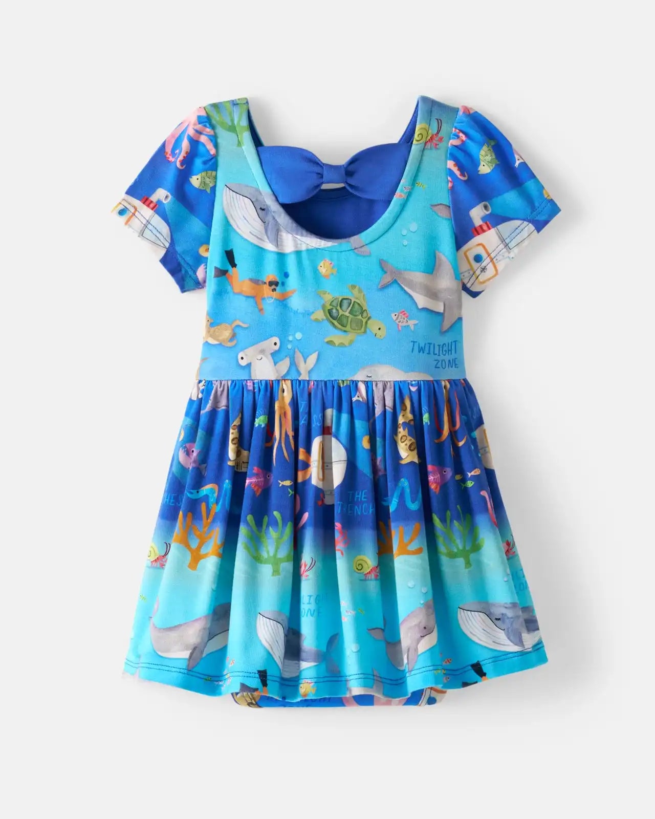 Underwater Discovery Bow Back Skater Dress with Bodysuit
