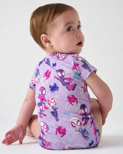 Spidey & His Amazing Friends Purple Tiny Webs Short Sleeve Bodysuit