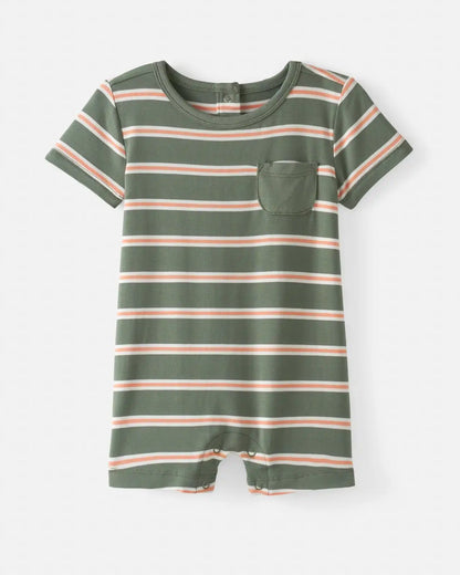 Moss Stripe Pocket Shorty Romper