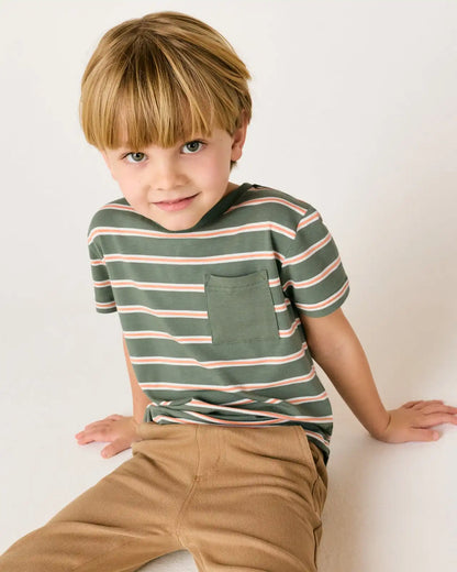 Moss Stripe Relaxed Pocket Tee