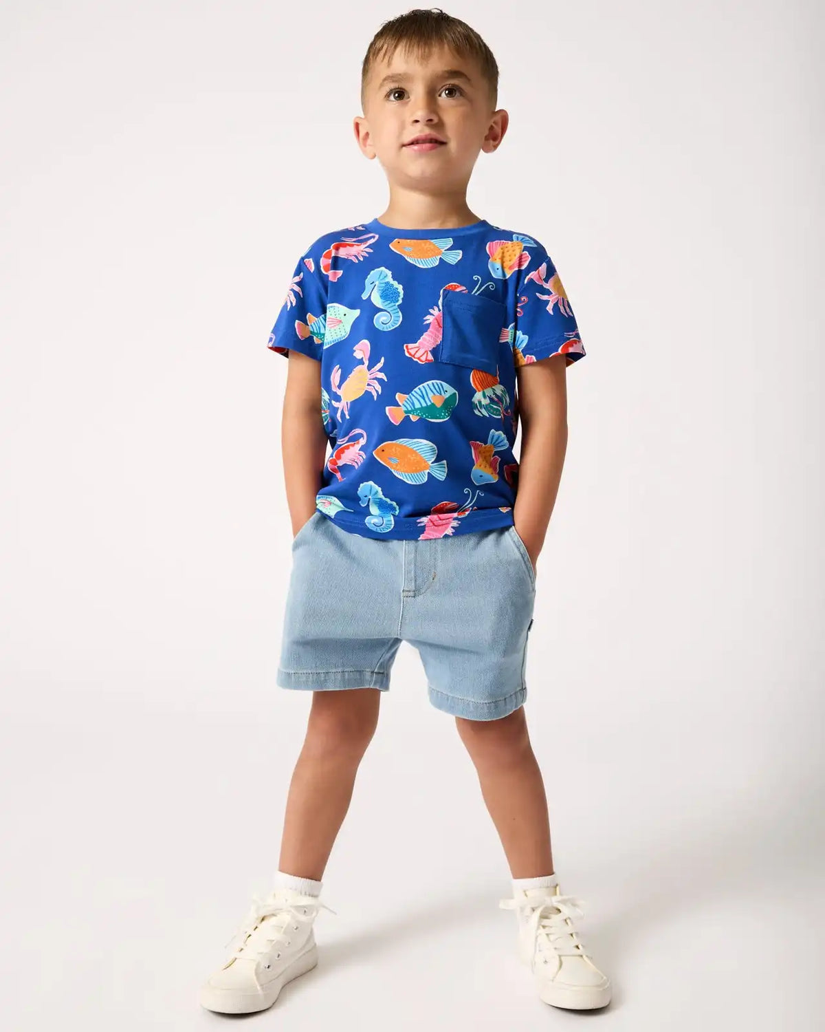 Light Blue Denim Chino Shorts
