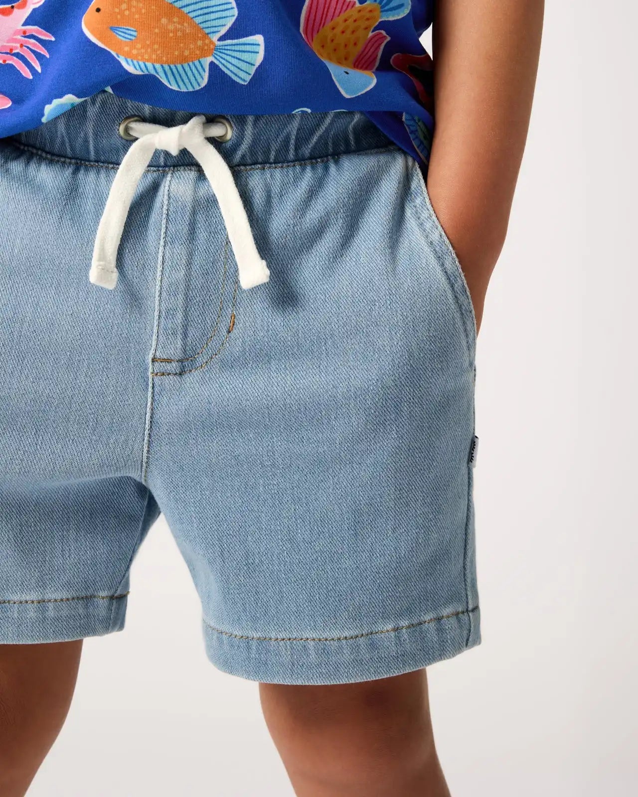Light Blue Denim Chino Shorts