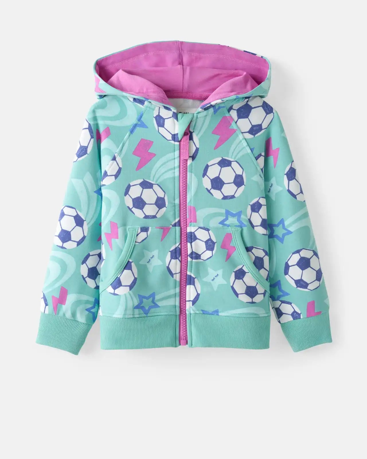Aqua Soccer Stars Zip Hoodie