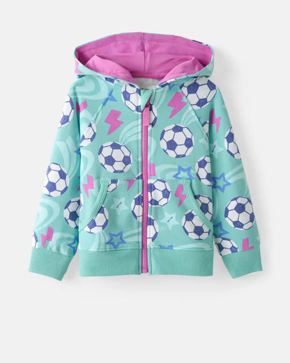 Aqua Soccer Stars Zip Hoodie