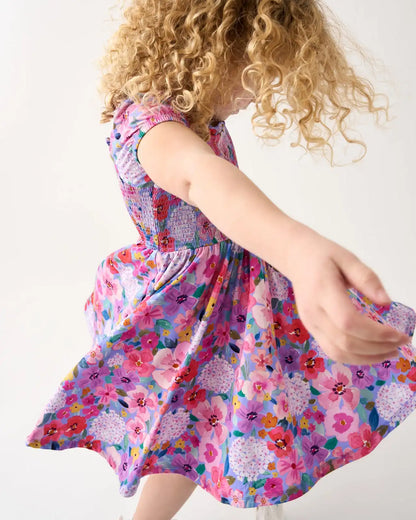 Sweet Sprigs Puff Sleeve Smocked Dress