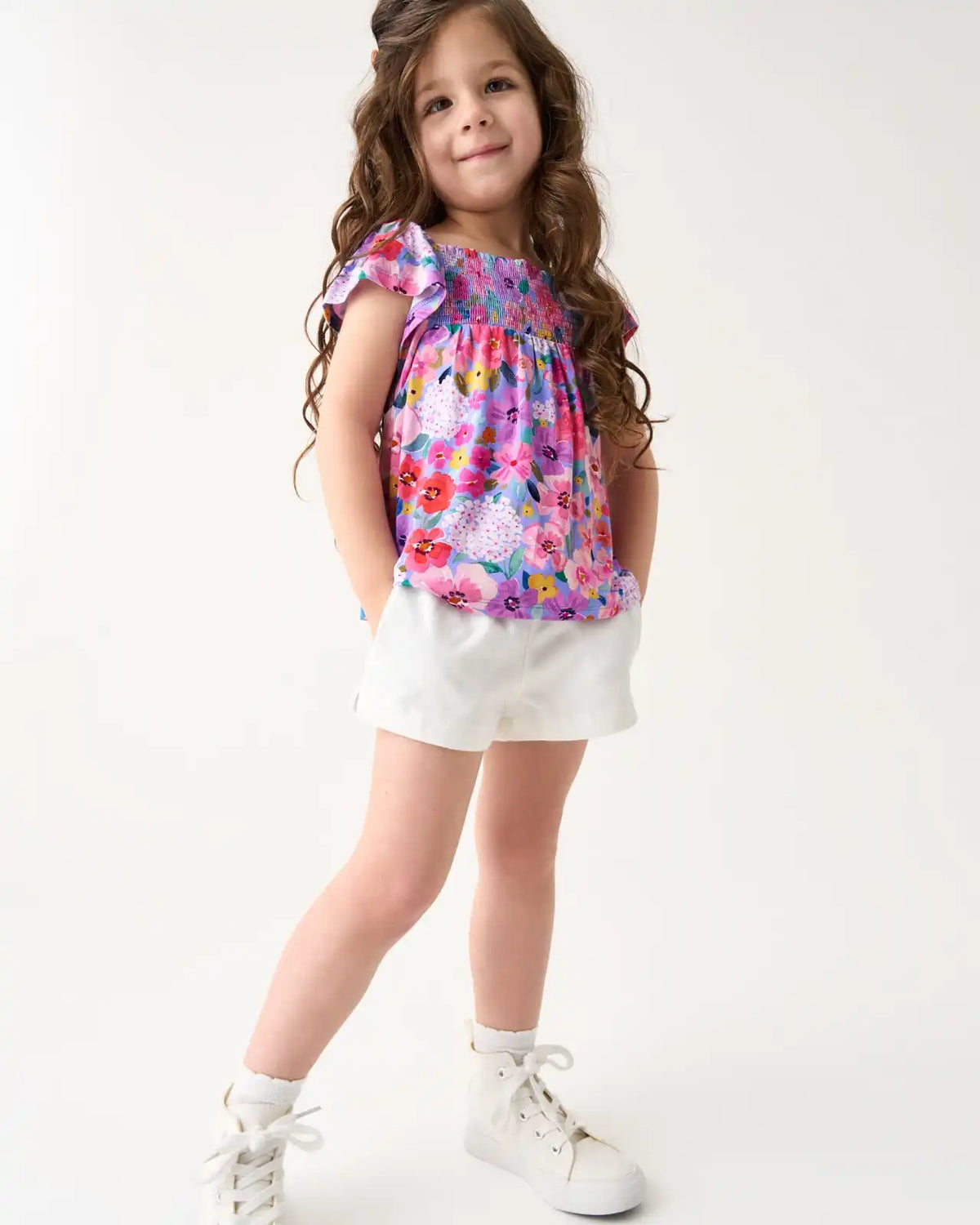Sweet Sprigs Smocked Flutter Top