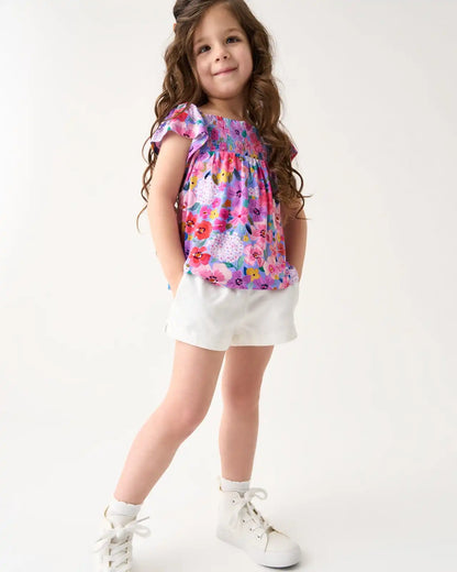 Sweet Sprigs Smocked Flutter Top