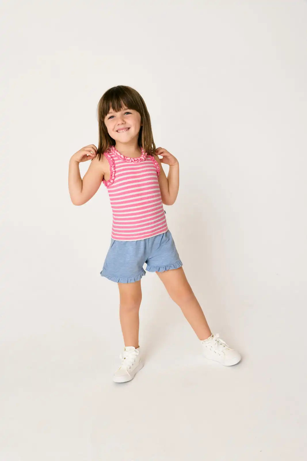 Heather Blue Ruffle Shorts