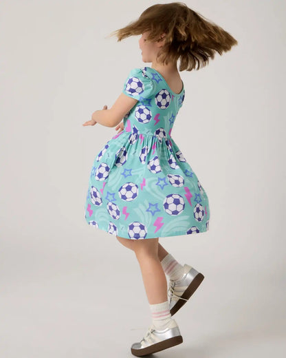 Aqua Soccer Stars Skater Dress