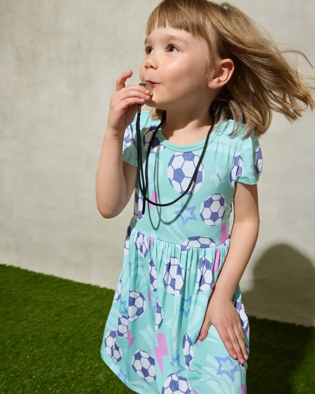 Aqua Soccer Stars Skater Dress
