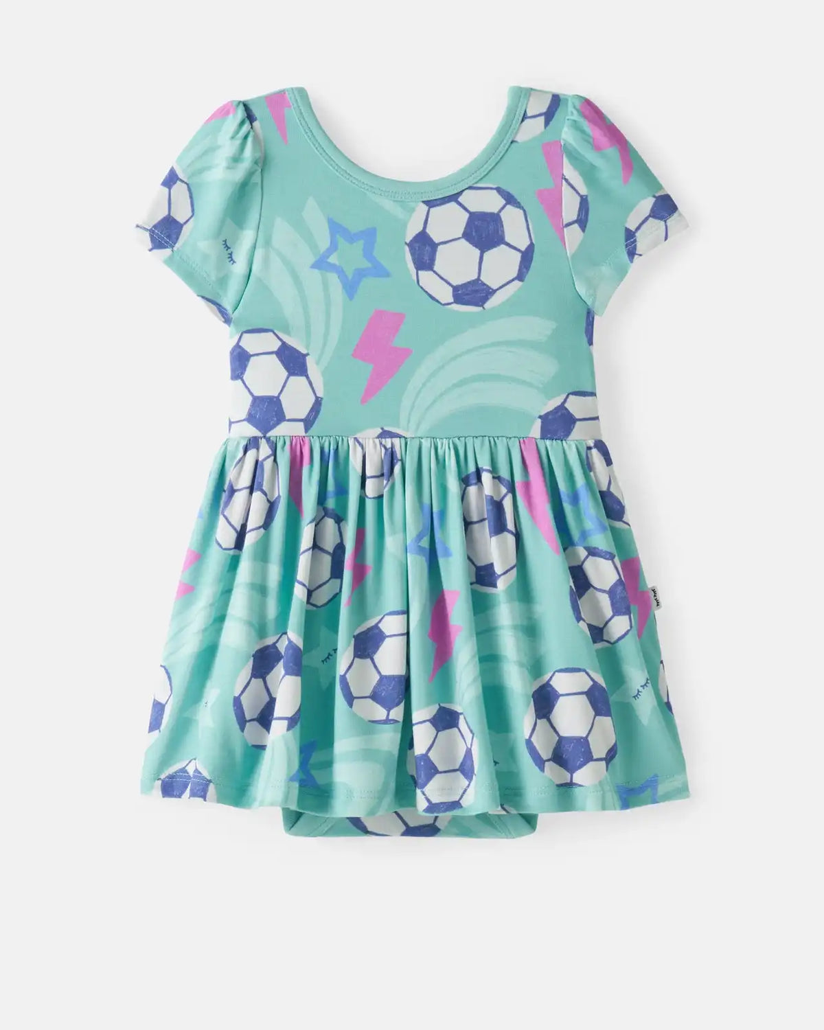 Aqua Soccer Stars Skater Dress with Bodysuit