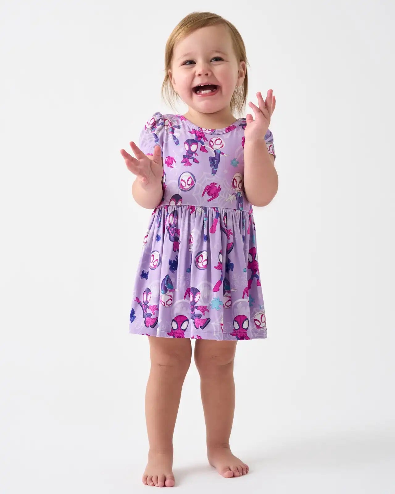Spidey & His Amazing Friends Purple Tiny Webs Skater Dress with Bodysuit