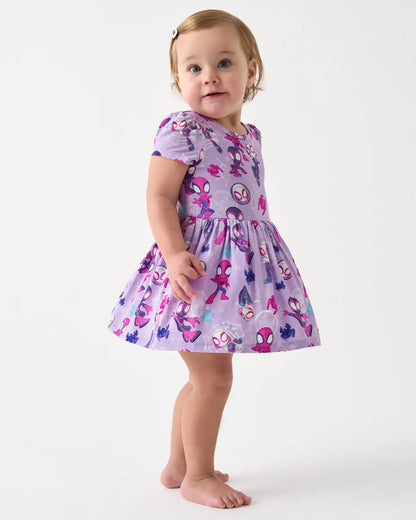 Spidey & His Amazing Friends Purple Tiny Webs Skater Dress with Bodysuit