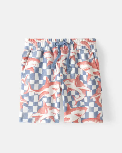Shark Fin Checks Drawstring Shorts