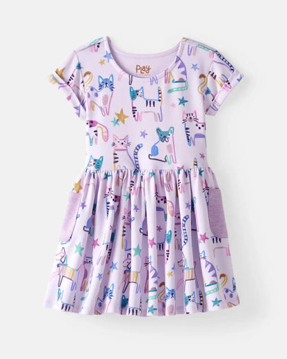 Whiskers & Wags Purple Patch Pocket Dress