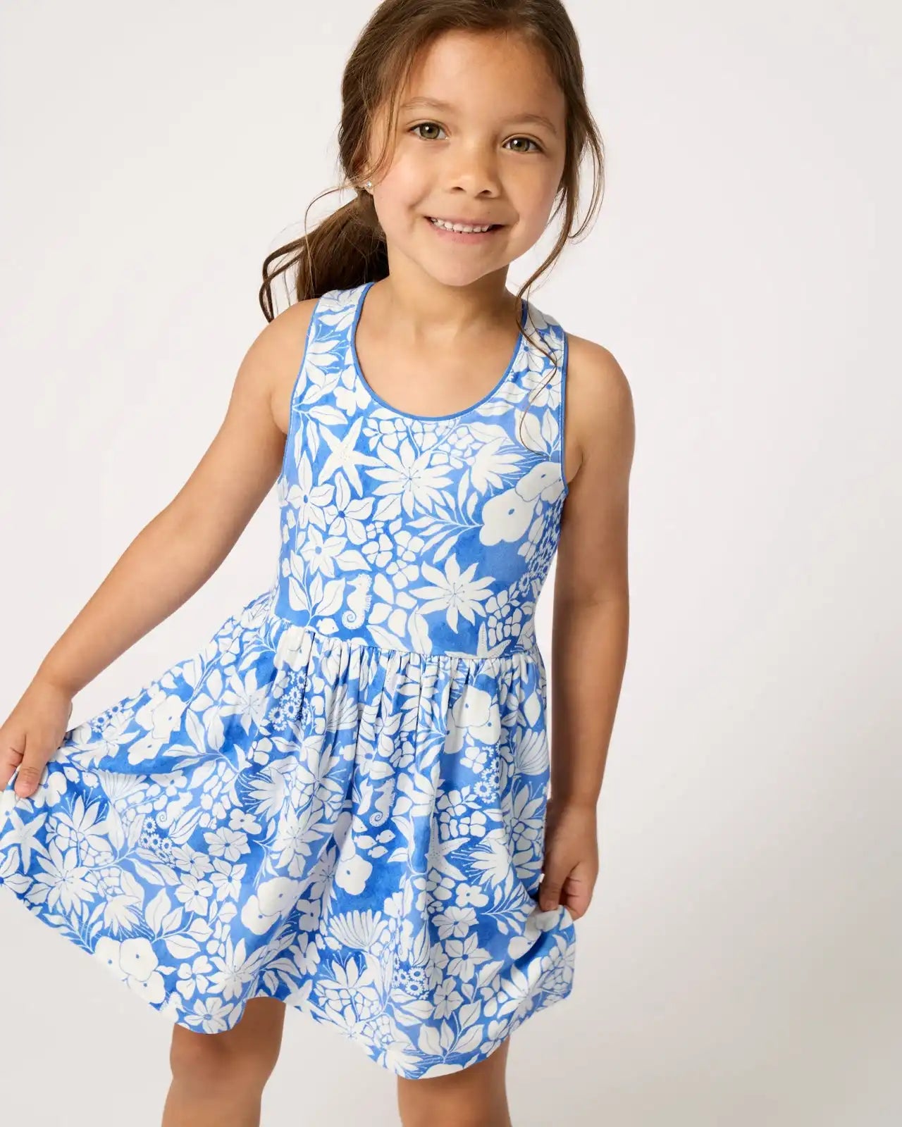 Azure Garden Cross Back Skater Dress