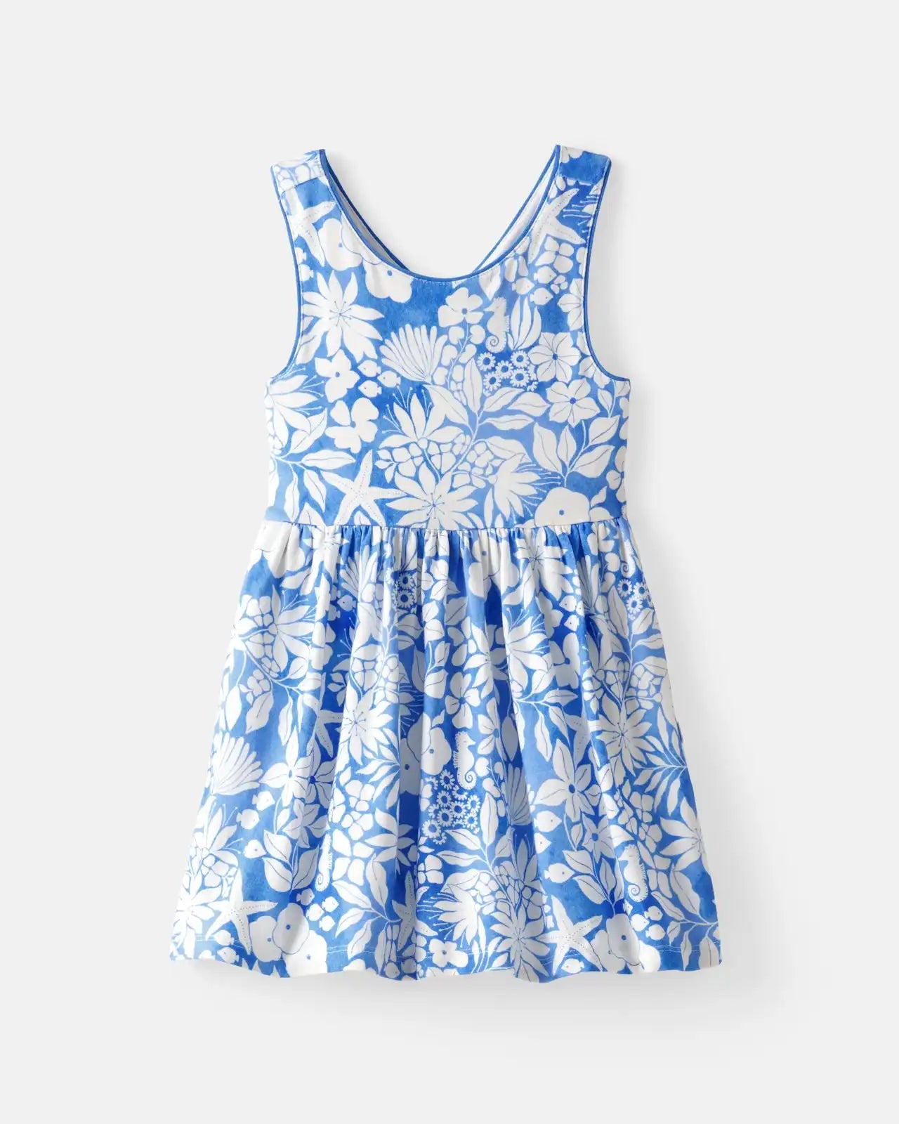 Azure Garden Cross Back Skater Dress