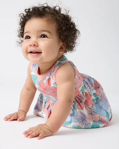 Shoreline Blooms Cross Back Skater Dress with Bloomer