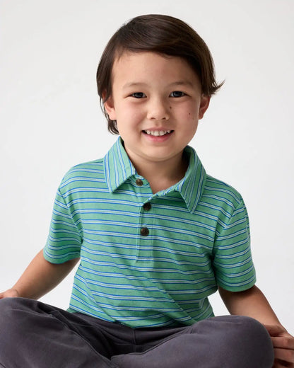 Fresh Green Heather Stripes Polo Shirt