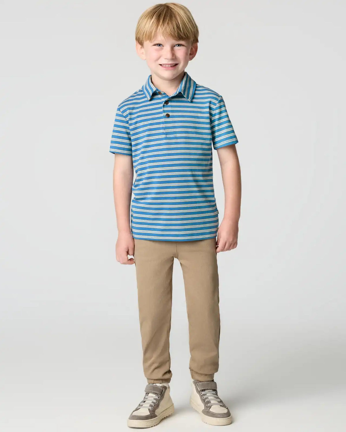 Jay Blue Heather Stripes Polo Shirt