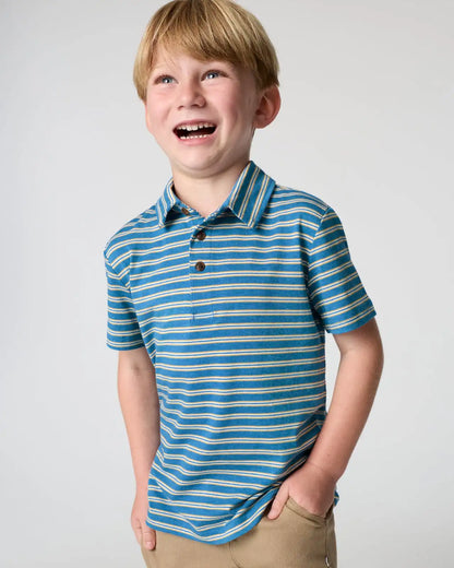Jay Blue Heather Stripes Polo Shirt