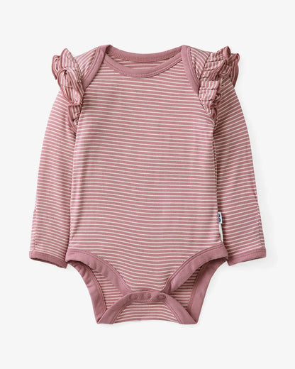 Rosewood Stripe Flutter Bodysuit