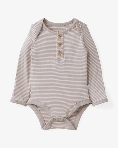 Dove Gray Stripe Henley Bodysuit